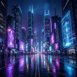 Neon City Night Rain