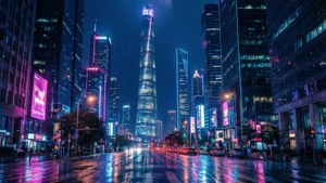 Neon City Nightscape
