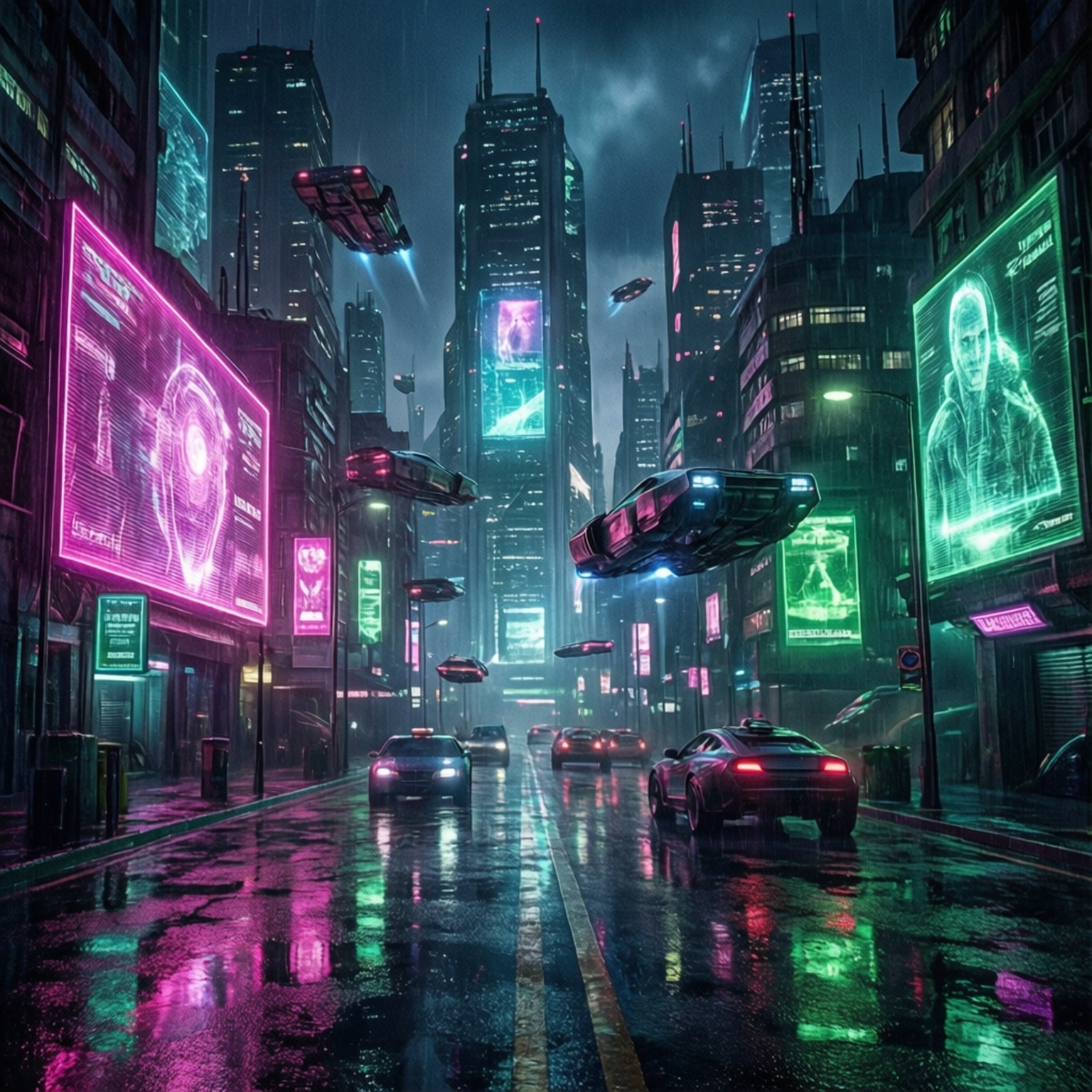Neon City Rain by Wallpapers.art Studio