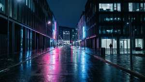 Neon City Street Night