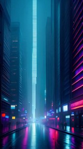 Neon Cityscape Vertical