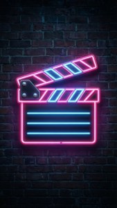 Neon Clapperboard Icon