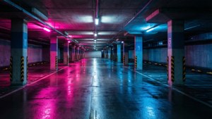 Neon Concrete Corridor
