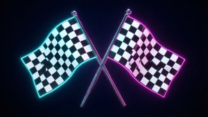 Neon Crossed Flags