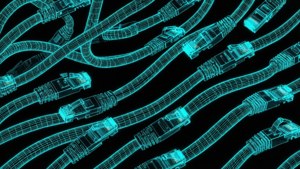 Neon Cyan Cable Abstract