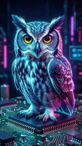 Neon Cyber Owl