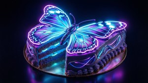 Neon Cyberpunk Butterfly Cake