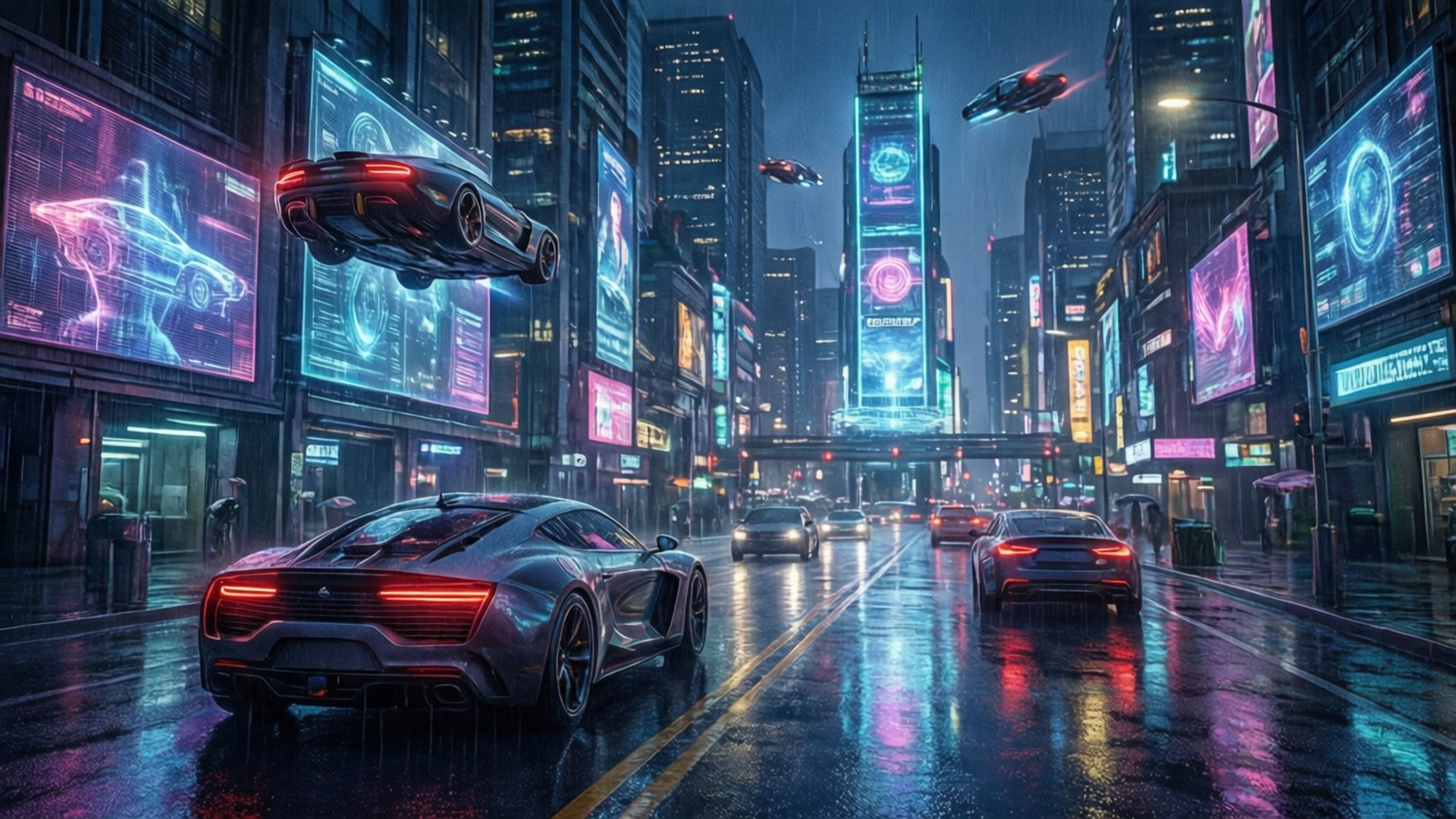 Neon Cyberpunk City by Wallpapers.art Studio