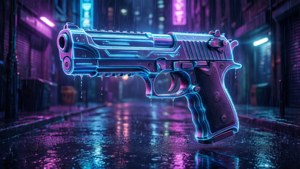 Neon Cyberpunk Handgun