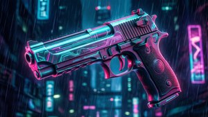 Neon Cyberpunk Handgun
