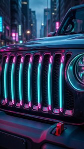 Neon Cyberpunk Jeep Grille