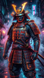 Neon Cyberpunk Samurai