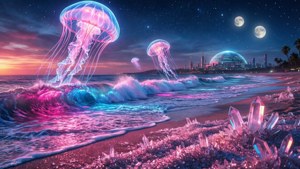 Neon Cyberpunk Shore