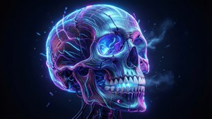Neon Cyberpunk Skull