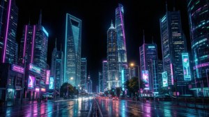 Neon Cyberpunk Skyline