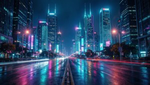 Neon Cyberpunk Skyline