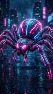 Neon Cyberpunk Spider
