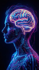 Neon Cyberpunk Thinker