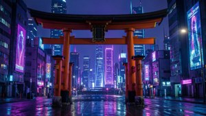 Neon Cyberpunk Torii