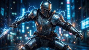 Neon Cyborg Knight