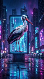 Neon Cyborg Stork