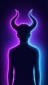 Neon Devil Silhouette
