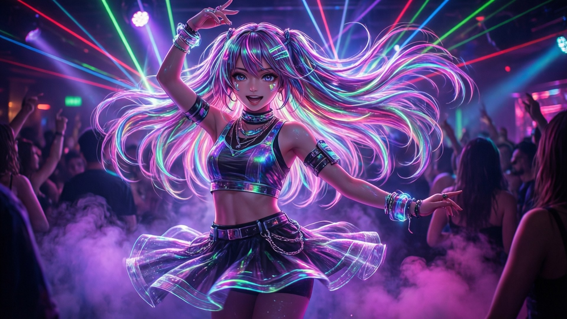 Neon Diva at Midnight Rave by Wallpapers.art Studio