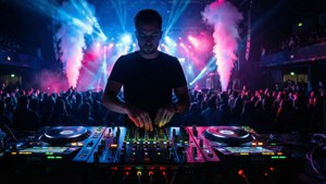Neon DJ Silhouette