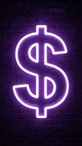 Neon Dollar on Brick