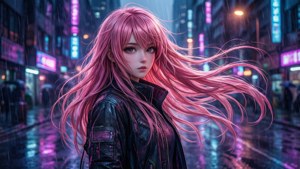Neon Dreamscape Anime Girl