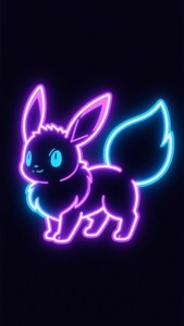 Neon Eevee Silhouette