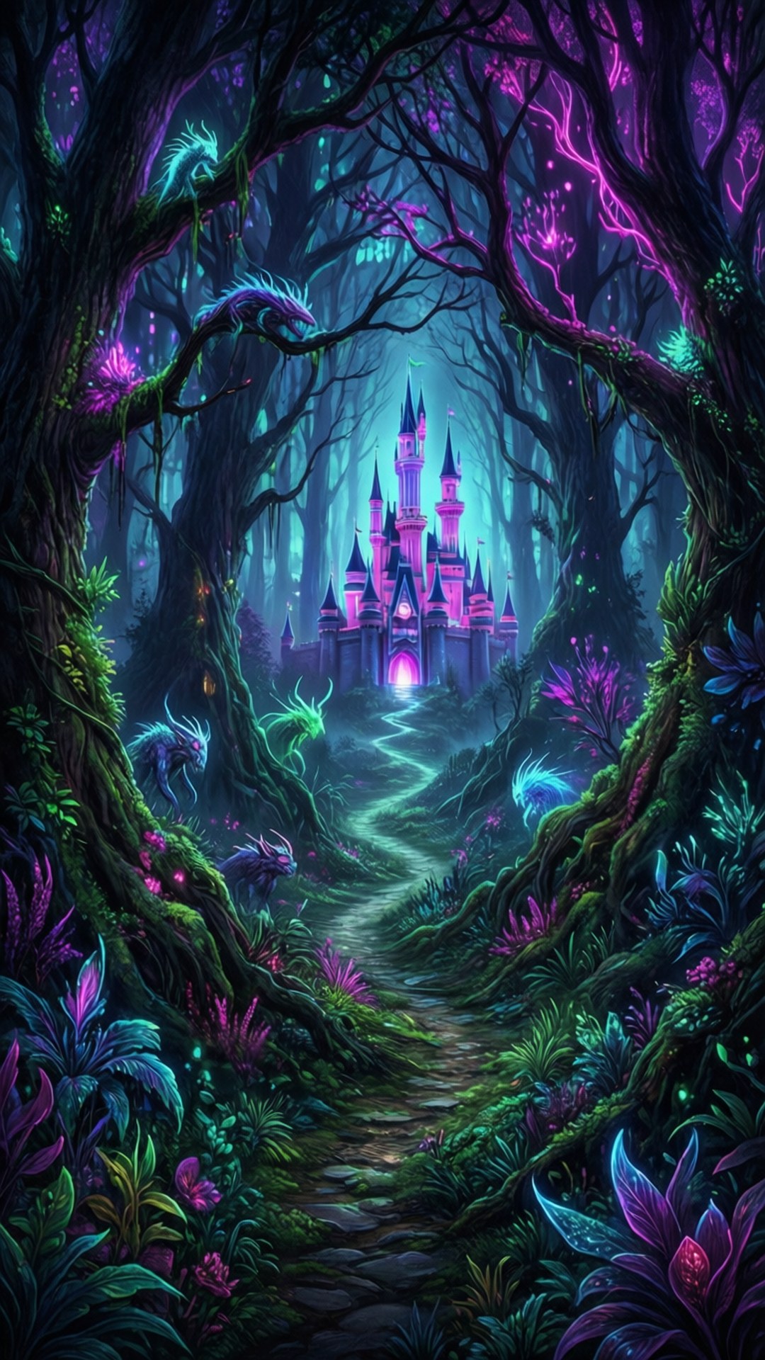 Neon Forest Fantasy by Wallpapers.art Studio
