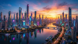 Neon Futuristic Cityscape