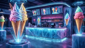 Neon Futuristic Ice Cream Parlor