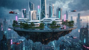 Neon Futuristic Island