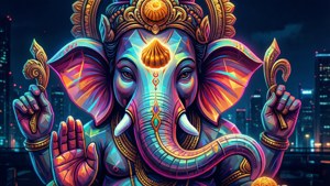 Neon Ganesha Abstract