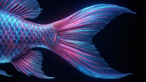 Neon Geometric Fish Fin