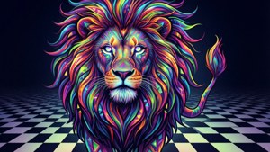 Neon Geometric Lion