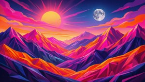 Neon Geometric Mountains