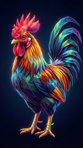 Neon Geometric Rooster