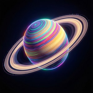 Neon Geometric Saturn