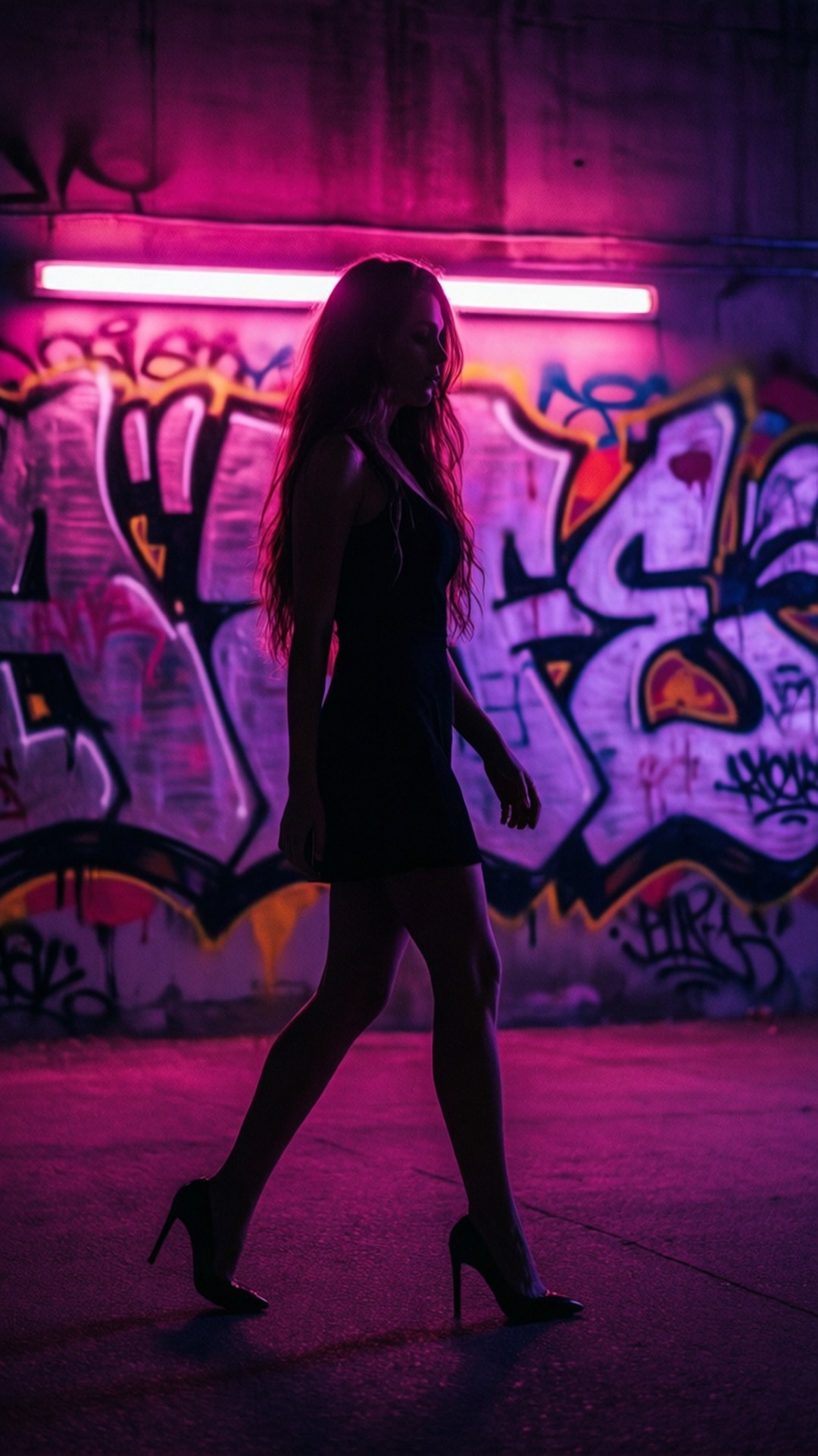 Neon Glam Stroll by Wallpapers.art Studio