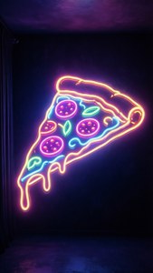Neon Glow Pizza Slice