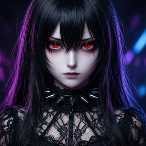Neon Goth Anime Portrait