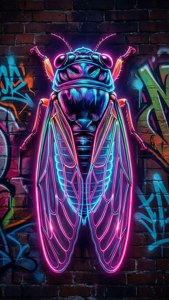 Neon Graffiti Cicada