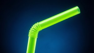 Neon Green Bendy Straw