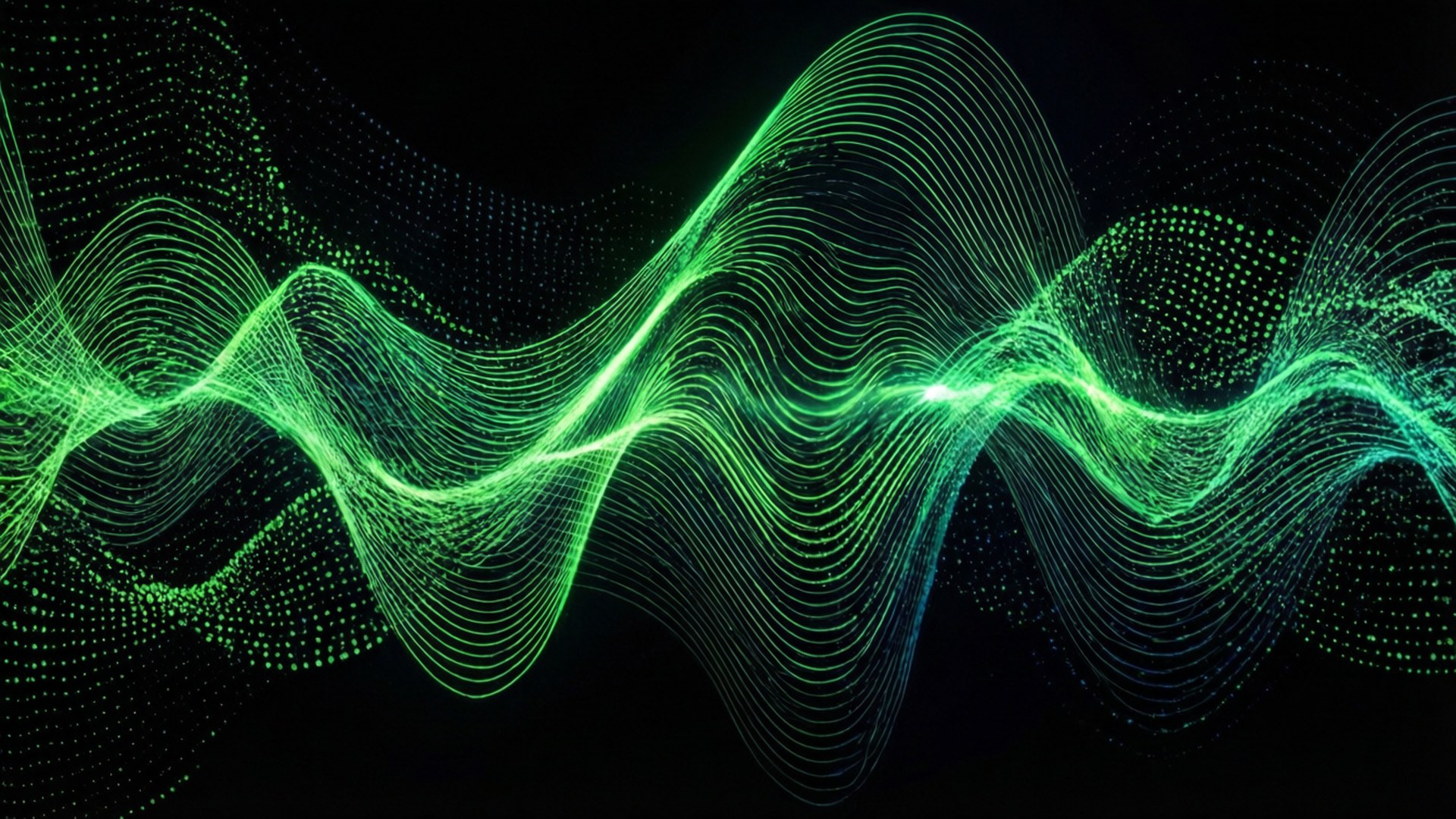 Neon Green Sound Waves by Wallpapers.art Studio