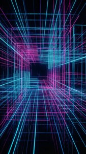 Neon Grid Cyan Pink
