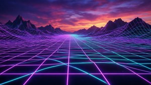 Neon Grid Mountains