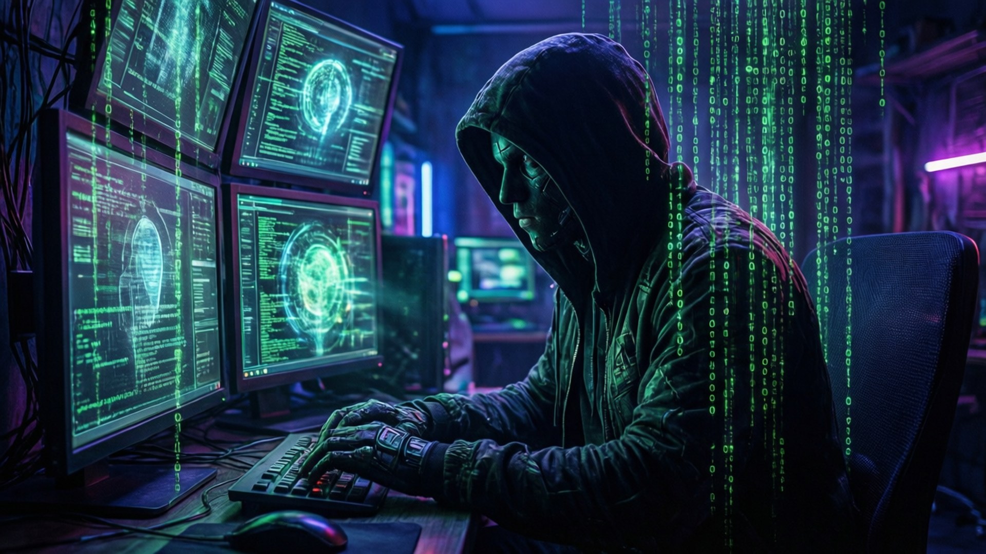 Neon Hacker Sanctuary by Wallpapers.art Studio
